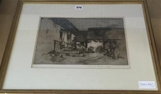 Frank Brangwyn etching The Farmyard